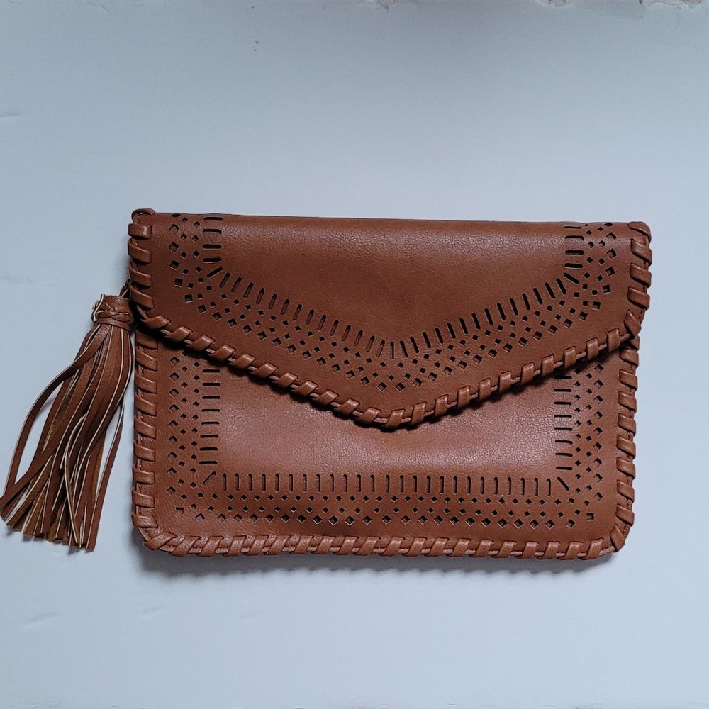 Francesca's Brown Western Crossbody/Clutch Handbag, NWT